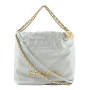 シャネル CHANEL 22ミニチェーンバッグ ショルダーバッグ 2WAYハンドバッグ AS3980 カーフ イタリア製 ライトグレー 斜め掛け 手提げ 2wa...