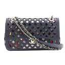 シャネル CHANEL チェーンショルダー ショルダーバッグ パンチング AS2376 カーフ イタリア製 紺 斜め掛け 肩掛け A5 ターンロック Chain...