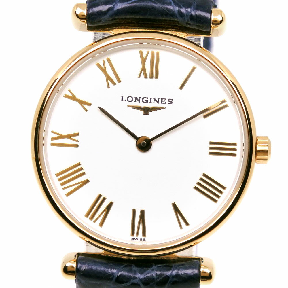 ロンジン LONGINES グランドクラシック 腕時計 L4.135.2 金メッキ×クロコダイル クオーツ アナログ表示 白文字盤 Grand classic レディース【中古】A-ランク