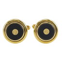 ダンヒル Dunhill ラウンドdロゴ カフス 金メッキ 黒 round d logo メンズ【中古】
