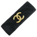 シャネル CHANEL ココマーク バレッタ スウェード×金メッキ フランス製 黒 COCO Mark レディース【中古】