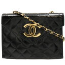 シャネル CHANEL チェーンショルダー ショルダーバッグ デカココ マトラッセ ヴィンテージ エナメル フランス製 黒 斜め掛け スナップボタン Chain...