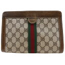 グッチ GUCCI オールドグッチ ポーチ シェリー GGスプリームキャンバス イタリア製 茶 マジックテープ Old Gucci ユニセックス【中古】(4)