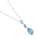 ティアドロップ ネックレス K18ホワイトゴールド×ブルートパーズ×アクアマリン 約2.1g teardrop レディース【中古】A+ランク