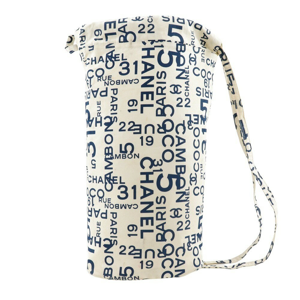 楽天質にしきの【ブランド販売・買取】【ファッションセール10％OFF対象】シャネル CHANEL ビーチバッグ ショルダーバッグ バイシーライン ロゴ コットン 白 肩掛け A4 巾着 Beach bag レディース【中古】B-ランク