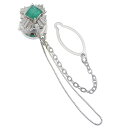 ピンブローチ ブローチ Pt900プラチナ×エメラルド×ダイヤモンド 0.44 0.78 約6.3g Pin Brooch レディース【中古】A-ランク