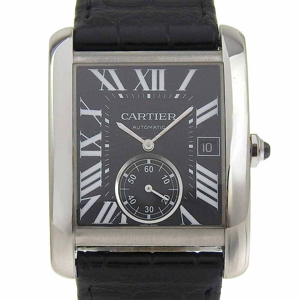 カルティエ CARTIER タンクMC 腕時計 cal.1904-PS W5330004 ステンレススチール×クロコダイル 自動巻き スモールセコンド 黒文字盤 Tank MC メンズ【中古】