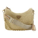 プラダ PRADA リエディション 2005 ショルダーバッグ 2WAYショルダー 1BH204 ラフィア マダガスカル製 ベージュ 斜め掛け 肩掛け 2way...