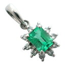 ペンダントトップ Pt900プラチナ×エメラルド×ダイヤモンド 0.26 0.08 約1.1g レディース【中古】Aランク