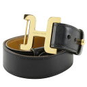 【全商品ポイント5倍】エルメス HERMES Hベルト ベルト ヴィンテージ カーフ×金メッキ フランス製 1977年 黒 〇G H belt レディース【中古...
