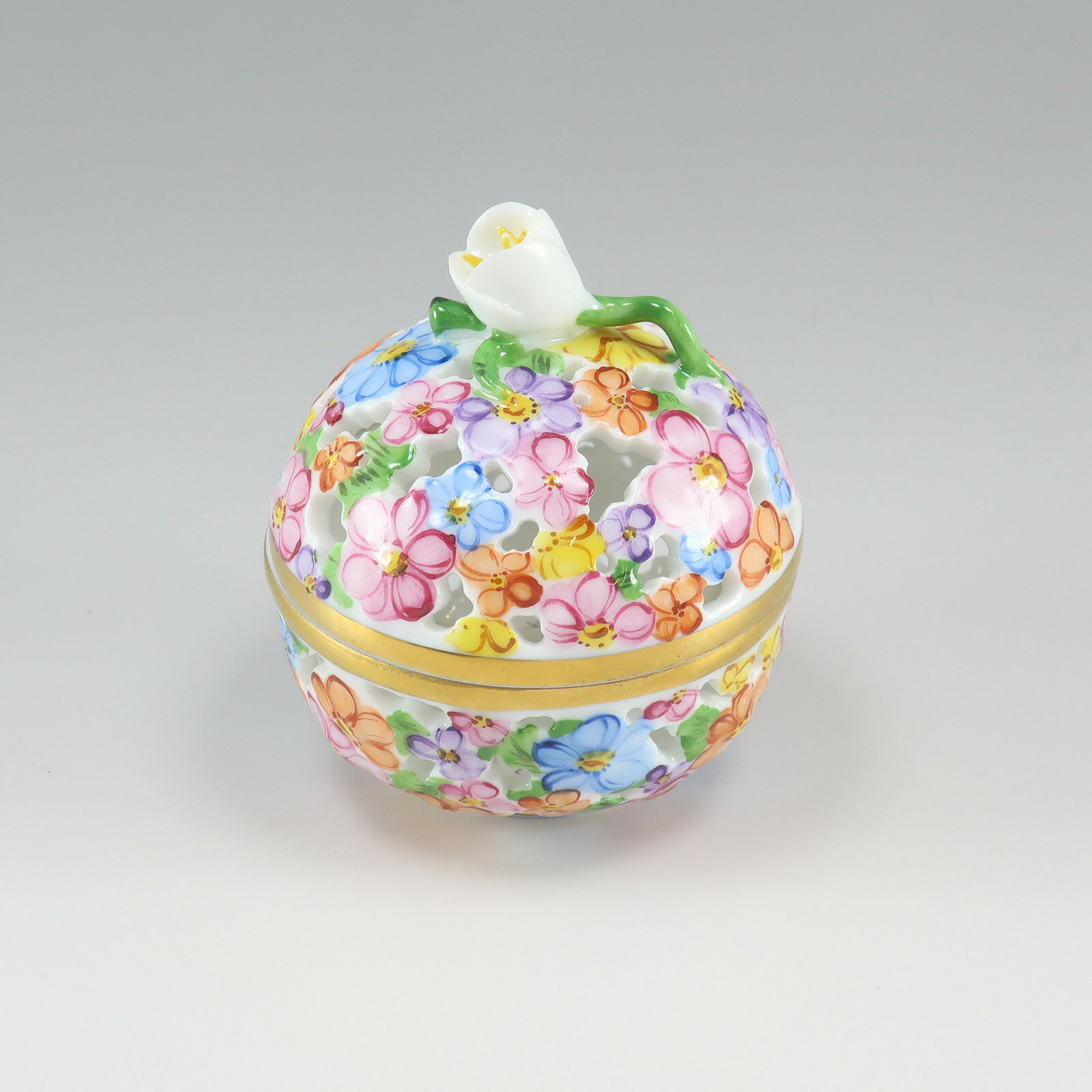 ヘレンド HEREND 透かしボンボン入れ 置物 オブジェ 6219/C【中古】A+ランク