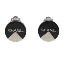 シャネル CHANEL ロゴ イヤリング プラスチック フランス製 2000年 黒/シルバー 00A 約7.2g logo レディース【中古】