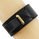 エルメス HERMES ブレスレット ボックスカーフ×金メッキ フランス製 黒 約9.0g ユニセックス【中古】