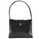シャネル CHANEL ビコローレ トートバッグ ココマーク ラムスキン イタリア製 黒 肩掛け 手提げ A5 ターンロック Bicolole レディース【中古】