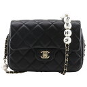 シャネル CHANEL パールチェーンショルダー ショルダーバッグ マトラッセ AS1533 ラムスキン フランス製 2019年 黒 斜め掛け ターンロック Pearl ChainShoulder レディース【中古】A+ランク