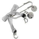 クリスチャンディオール Dior ピンブローチ ブローチ CDロゴ×メタル グレー リボン 約11g Pin Brooch レディース【中古】A-ランク