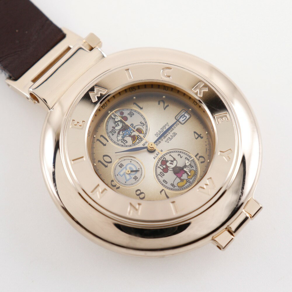 アルバ ALBA ディズニー ミッキー&ミニー 懐中時計 リミテッドコレクションズ 70周年記念 3000個限定 2016/3000 金メッキ ゴールドカラー 1998年 Disney Mickey & Minnie _【中古】