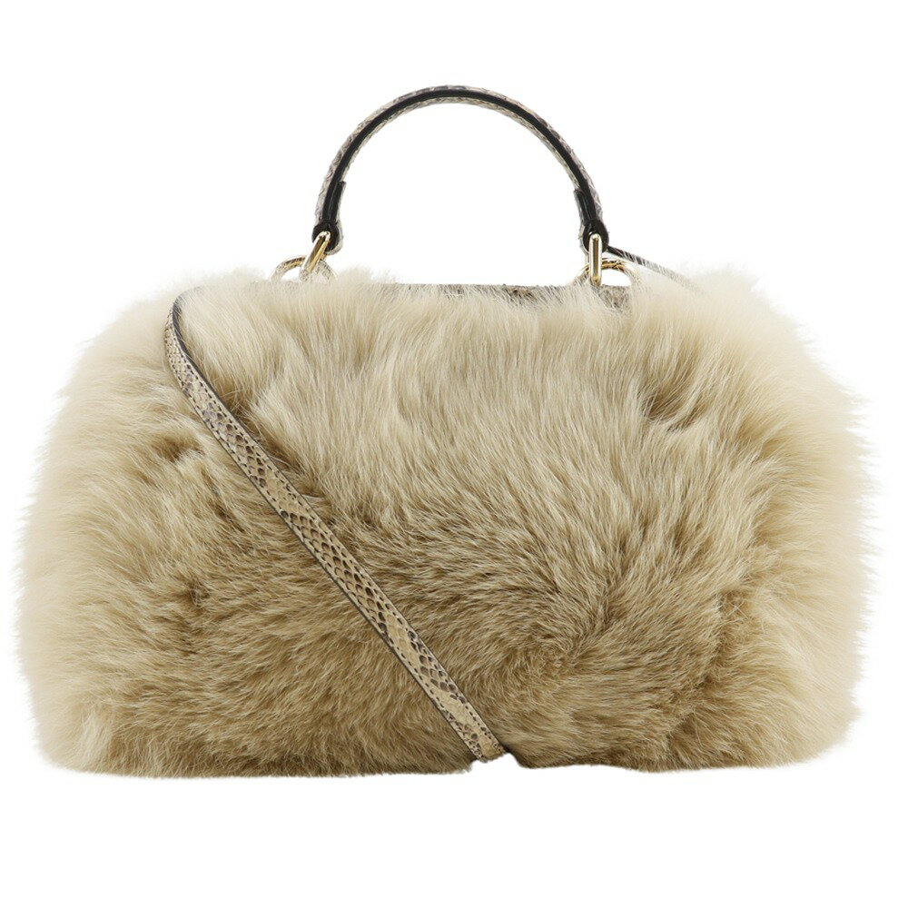 希少　FENDI ファー　トートバッグ　肩がけ　ロゴ　毛皮　ブラック　シルバー 希少 FENDI ファー トートバッグ 肩がけ ロゴ 毛皮 ブラック