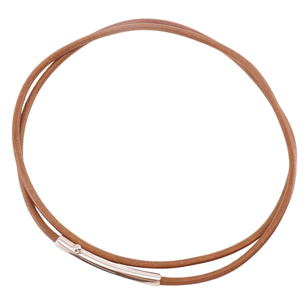 【スーパーセール10%OFF対象】エルメス HERMES ベルト 二重巻き レザー×金属製 茶 レディース【中古】