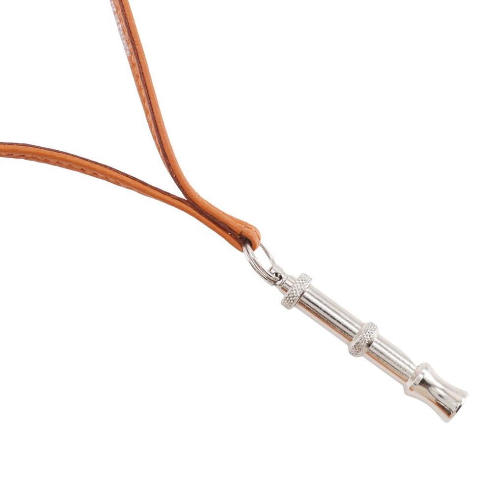 エルメス HERMES シフレ ネックレス 超音波ホイッスル クシュベル×金属製 フランス製 オレンジ/シルバー 約20g Shifure レディース【中古】Aランク(4)