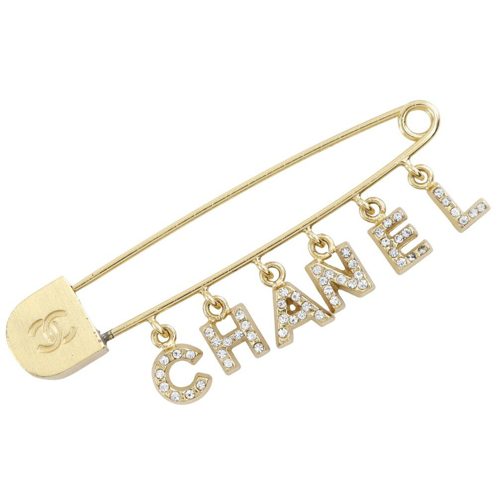 シャネル CHANEL ブローチ 安全ピン 金メッキ×ラインストーン フランス製 2016年 01P 約5.2g レディース【中古】(4)