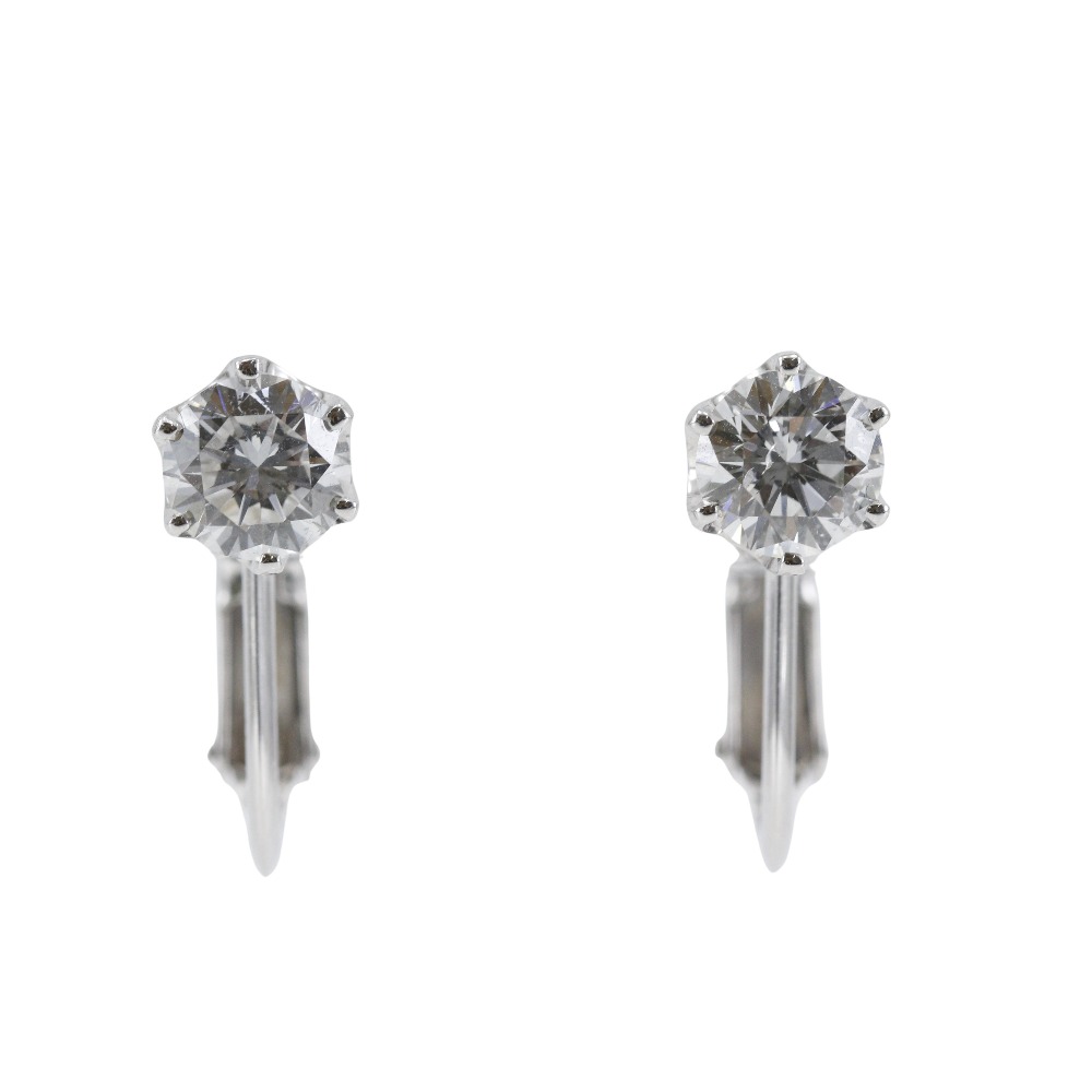 イヤリング K14ホワイトゴールド×ダイヤモンド 0.512/0.506 約2.2g レディース【中古】Aランク