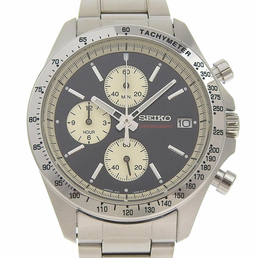 セイコー SEIKO ナノユニバースコラボ 腕時計 クロノグラフ 8T67-00J0 ステンレススチール シルバー クオーツ クロノグラフ 黒文字盤 Nano ...