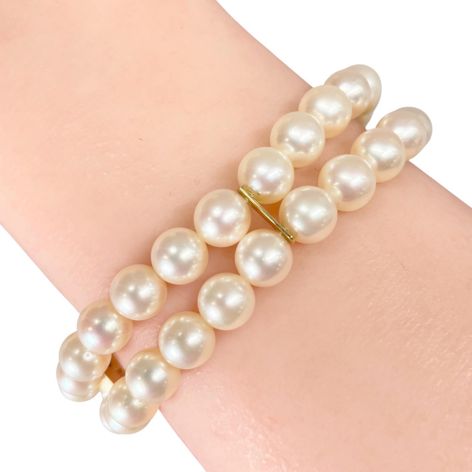ミキモト MIKIMOTO 真珠 ブレスレット 2連6.9～7.4mm パール×K14イエローゴールド 約28.2g Pearl レディース【中古】Aランク