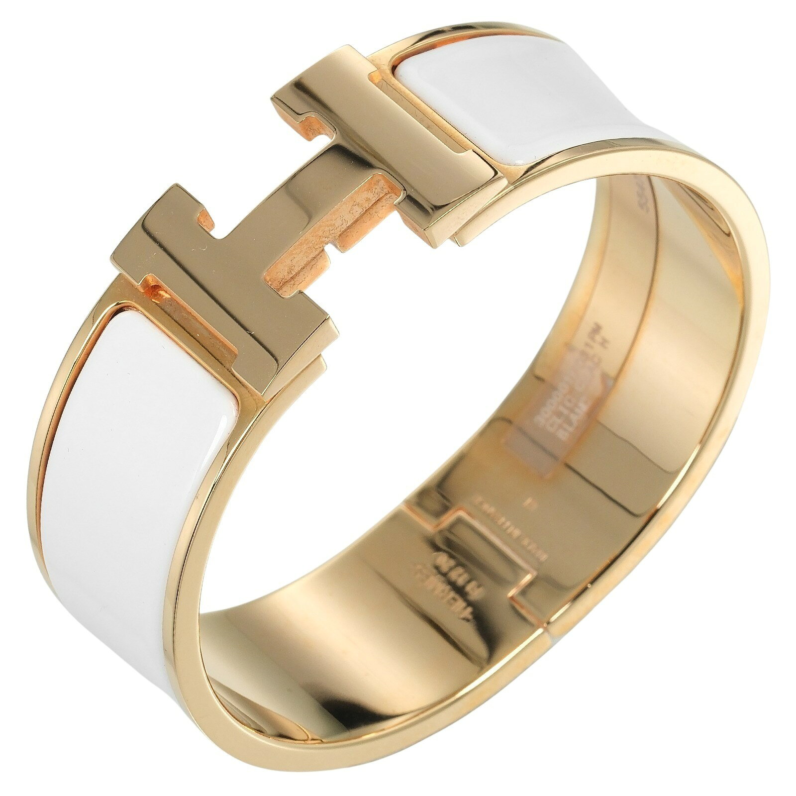 エルメス HERMES クリッククラック バングル GM Hバングル 金メッキ×エナメル フランス製 ピンクゴールド 約66g Click crack レディー...