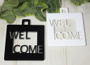 ハンドメイド アクリル製 サインプレート「WELCOME」ウェルカムボード 選べるカラー ホワイト＆ブラック ドアプレート 壁掛け インテリア 手作り雑貨 白黒 厚さ5mm