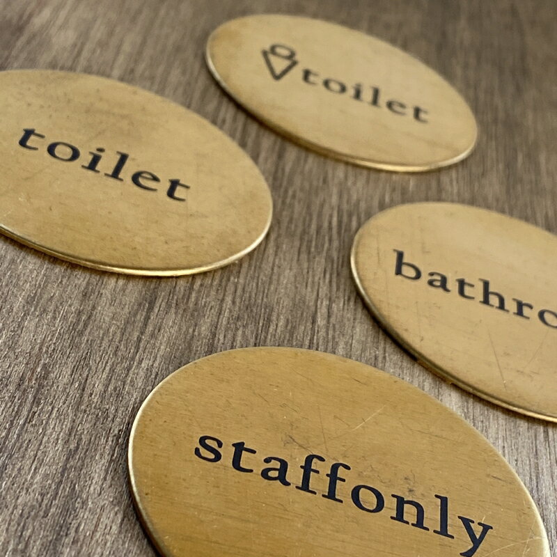 真鍮 brass 選べる6種 丸形 ドアプレート size 64mm ダメージ ヴィンテージ加工 サインプレート