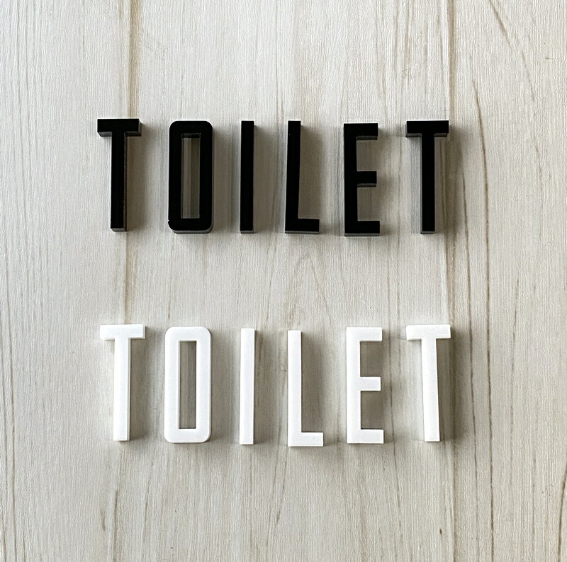 ドアプレート トイレサイン カッティング文字アクリル文字 5mm厚 シンプル モノトーン切り文字 おしゃれ ブラック&ホワイト