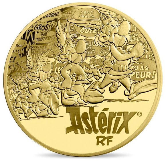 2019 フランス　アステリックス60周年 金貨　1/2オンス　プルーフ　箱とクリアケース付き 新品未使用