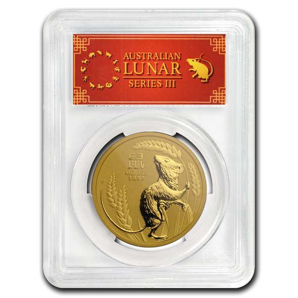 2020 オーストラリア　干支：子年 金貨　1オンス　MS-70 PCGS (First Strike, Red Label)