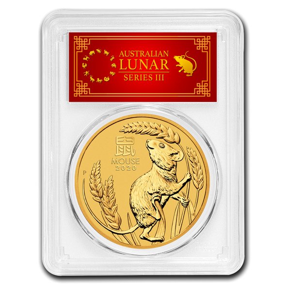 2020 オーストラリア　干支：子年 金貨　2オンス　MS-70 PCGS (First Strike, Red Label)