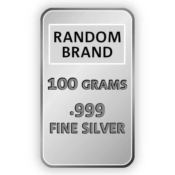 即納 　 100グラム　ランダムブランド　シルバーバー　99.9% ※※ 純銀 インゴット ingot シルバーバー SILVER 100g【弊社発行保証書付き】 2