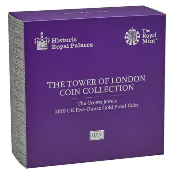 2019 イギリス　王室祭具 金貨　5オンス　プルーフ　箱とクリアケース付き 新品未使用