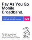 ヨーロッパ 海外グローバルSim 3 UK SIM データ通信3GB 60日間世界42カ国で使用可能!!