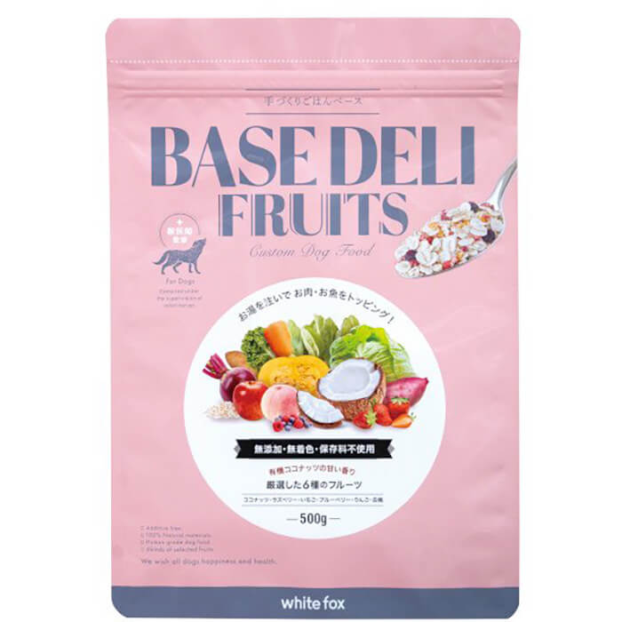 white fox ホワイトフォックス 手づくりごはん BASE DELI FRUITS ベースデリ フルーツ 全犬種対応 500g ウェット 国産 野菜 果物 無添加 国産