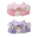 CanNana お花レースコームパッチン ピンク ラベンダー 犬 アクセサリー 春 夏 花 リボン 全2色 お揃い きゃんナナ AC-038