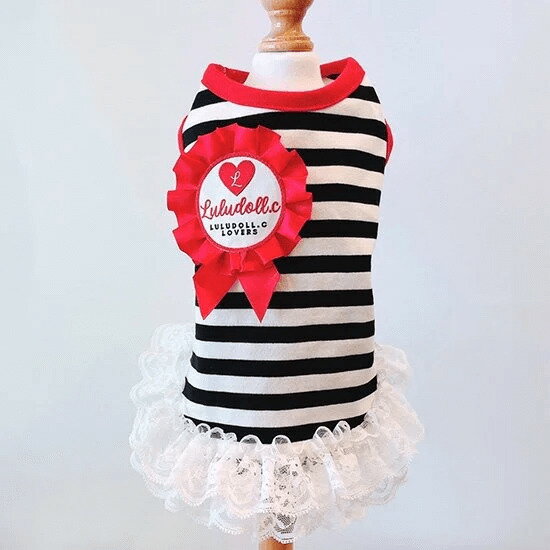 ルルドール ルルドールラバーズ Tシャツお洋服 犬 トップス シャツ ボーダー レース フリル 女の子 かわいい おしゃれ 【Lulu doll】