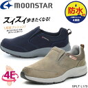 ムーンスター SPLT L173 ウォーキングシューズ スリッポンタイプ ネイビー グレージュ 防水 抗菌防臭 幅広4E 梅雨 moonstar サプリスト 婦...