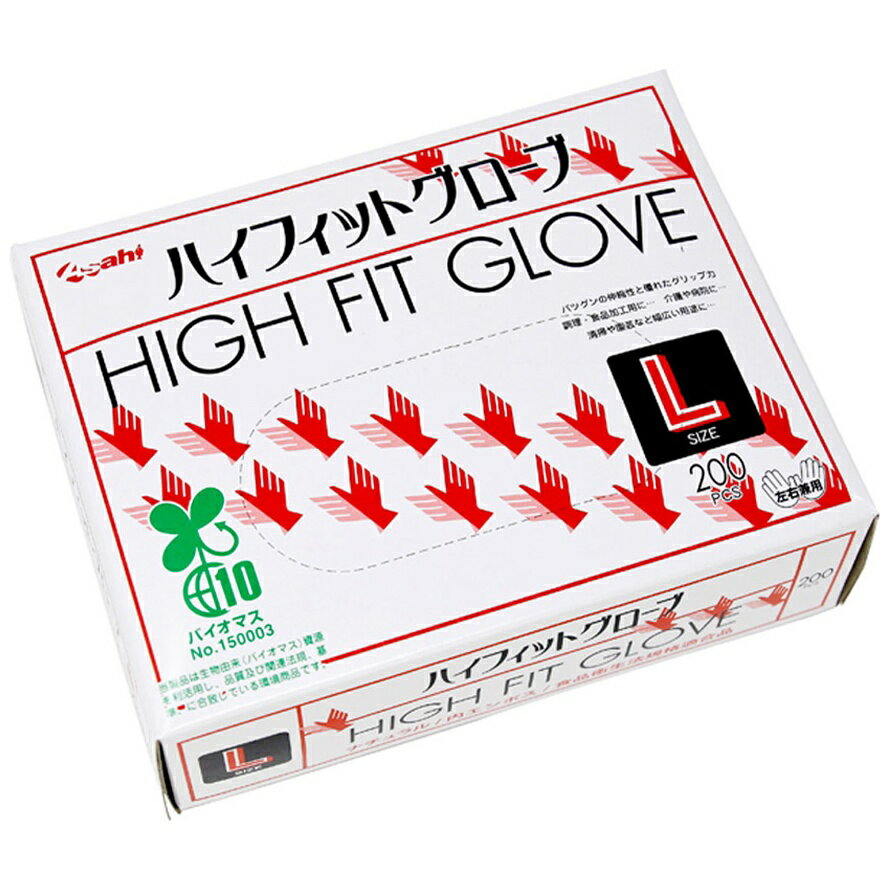 旭創業　ポリエチレン手袋　ハイフィットグローブ　ナチュラル　Lサイズ　200枚×30箱入【取り寄せ商品..