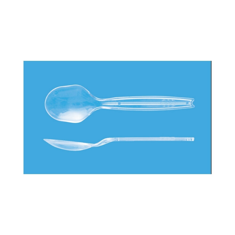 Rakuten - 使い捨てプラスチックカトラリー　丸スプーン　#100　透明　5連タイプ(個包装あり)　1000本【取り寄せ商品・即納不可・代引き不可・返品不可】