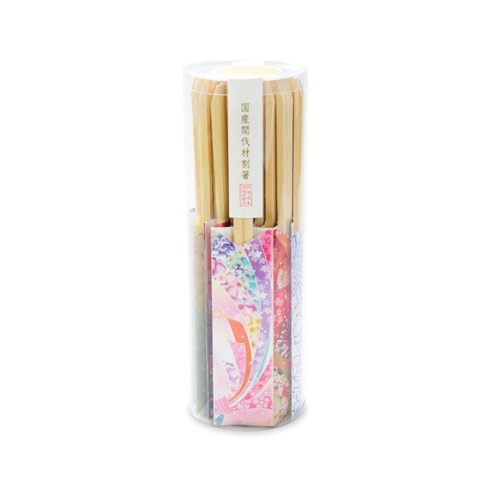 Disposable Chopsticks - 溝端紙工印刷　筒入り割箸　きもの　25膳×20個(500膳)【メーカー直送・代引き不可・時間指定不可・沖縄、離島不可】