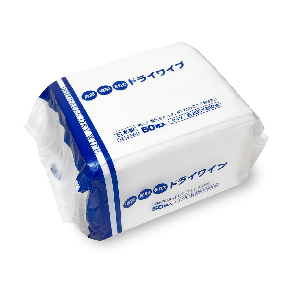 乐天商城 - 溝端紙工印刷　拭き取り用不織布　ドライワイプ　中判タイプ　50枚×24袋(1200枚)【メーカー直送・代引き不可・時間指定不可・沖縄、離島不可】