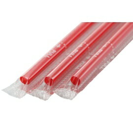 ストレートストロー　7mm×21cm　フィルム包装　赤色　400本入×20箱【メーカー直送・代引き不可・時間指定不可・沖縄、離島不可】