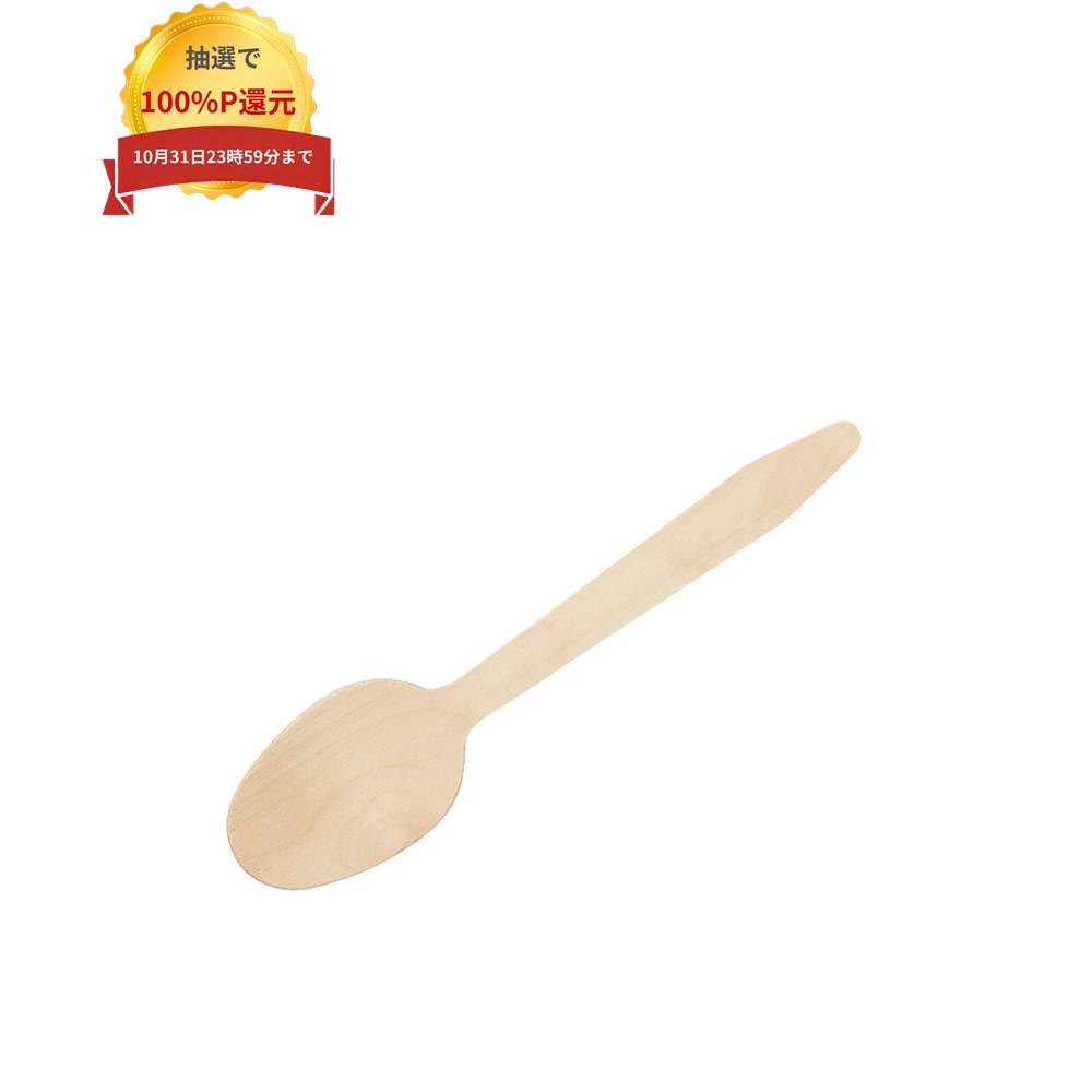 ＼エントリー＆購入で最大100%ポイント還元！10月限定／使い捨て木製カトラリー　スプーン　#165　単袋(個包装あり)　100本【取り寄せ商品・即納不可・代引き不可・返品不可】
