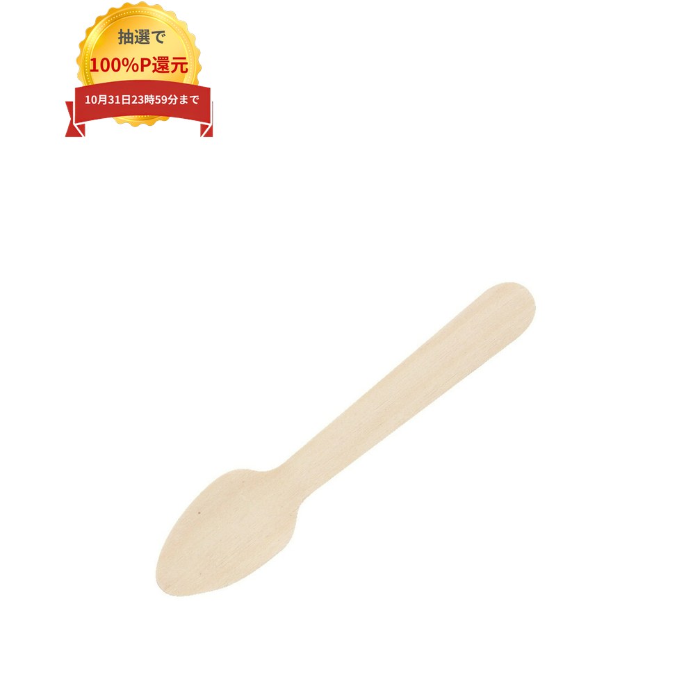 ＼エントリー＆購入で最大100%ポイント還元！10月限定／使い捨て木製カトラリー　スプーン　#110　単袋(個包装あり)　100本【取り寄せ商品・即納不可・代引き不可・返品不可】