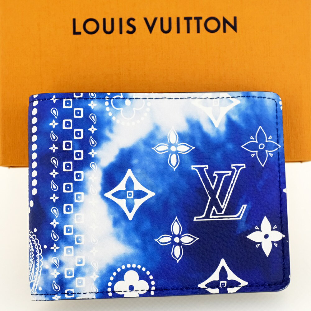 ルイ・ヴィトン 二つ折り財布（メンズ） 【未使用品】LOUIS VUITTON ルイヴィトン ポルトフォイユ・スレンダー バンダナ 二つ折り財布（小銭入れなし） M81404 RFID（ICチップ入り） ※イニシャル入り「T.K」 【新古品】